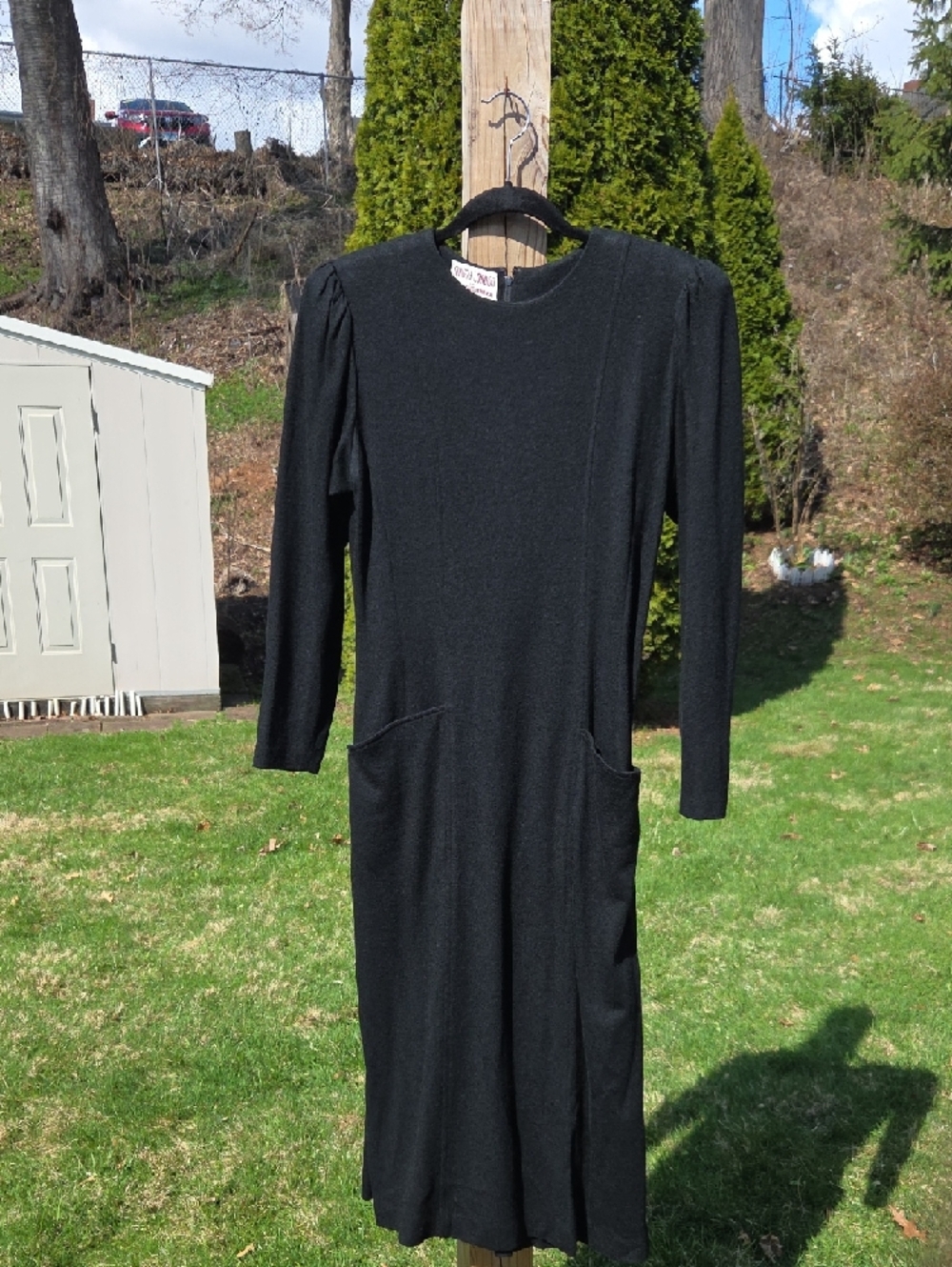 VIntage Maggy London Black 100% Wool Dress